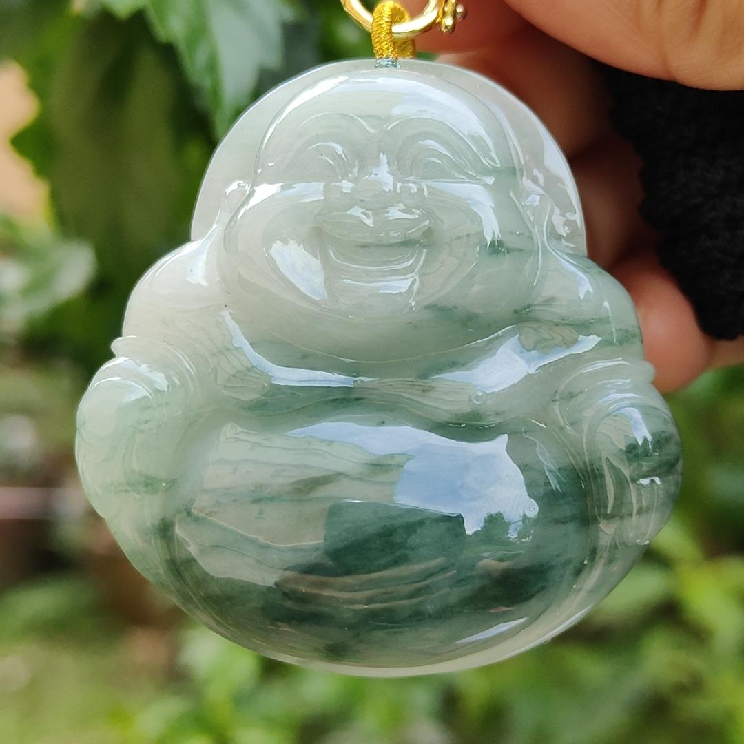 Translucent Floating bluish green patches Buddha