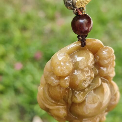 a close up of a stone pendant