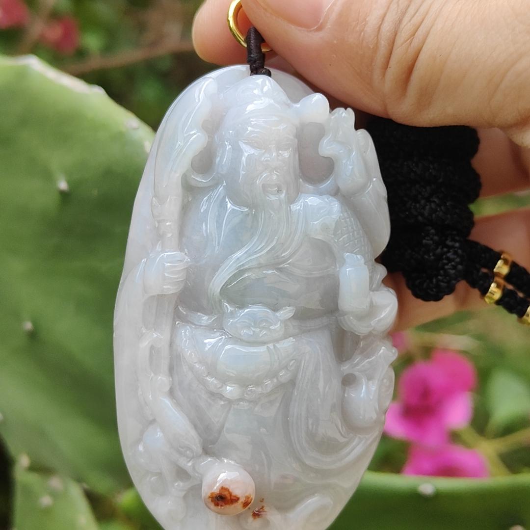 Guan gong with lavender, green and brownish red patches