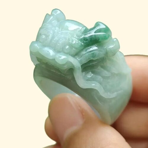 một bàn tay cầm một chiếc nhẫn ngọc bích