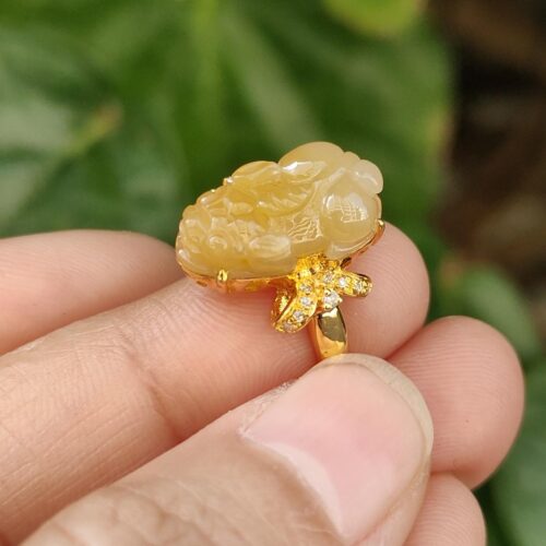 a hand holding a gold ring