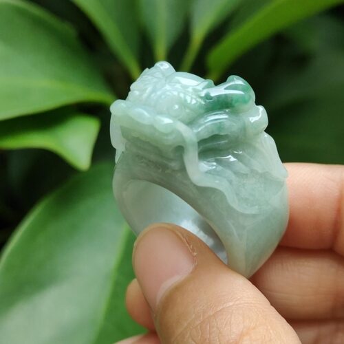 một bàn tay cầm một chiếc nhẫn ngọc bích