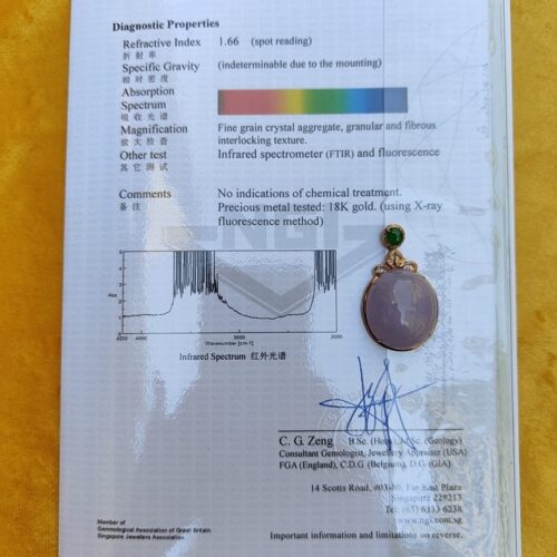 a piece of paper with a pendant on it