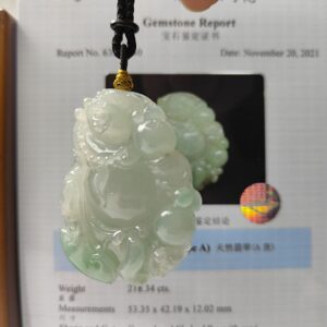 Natural Type A Jadeite Jewellery Pendant carved as Milo Buddha