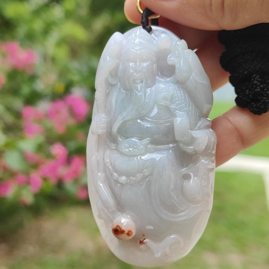 Guan gong with lavender, green and brownish red patches