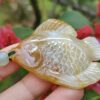 a hand holding a fish pendant