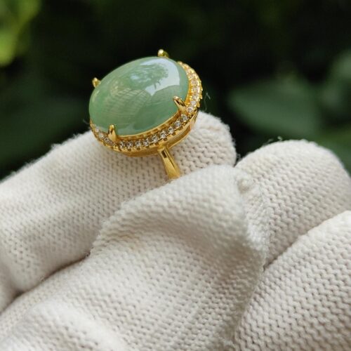 a hand wearing a gloved hand holding a ring