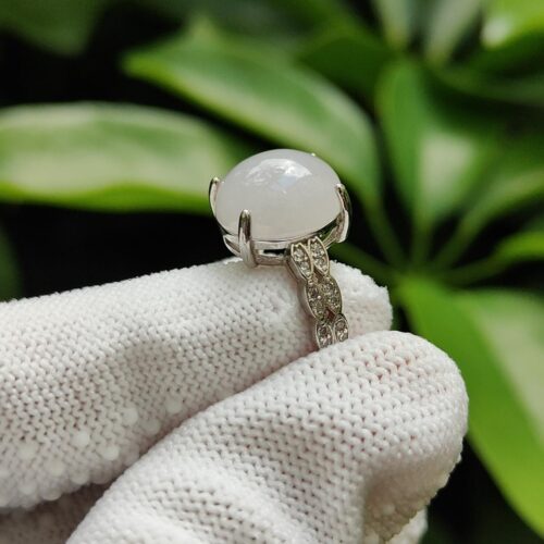 một bàn tay đeo găng tay cầm một chiếc nhẫn