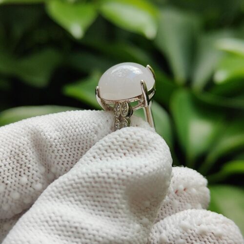 một bàn tay đeo găng tay cầm một chiếc nhẫn