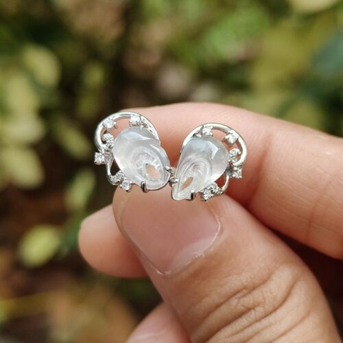 ஒரு ஜோடி காதணிகளை வைத்திருக்கும் நபர்