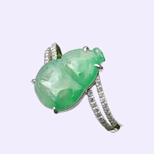 高品质凸圆形宝石- 18K 金葫芦形天然翡翠