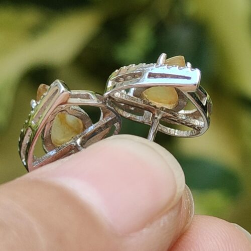 a person holding a pair of earrings