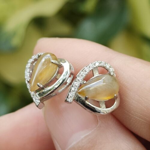 a person holding a pair of earrings