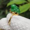 Green Three Legs Toad Jadeite Jade Cabochon Set with 18k Gold as Ring Image 7