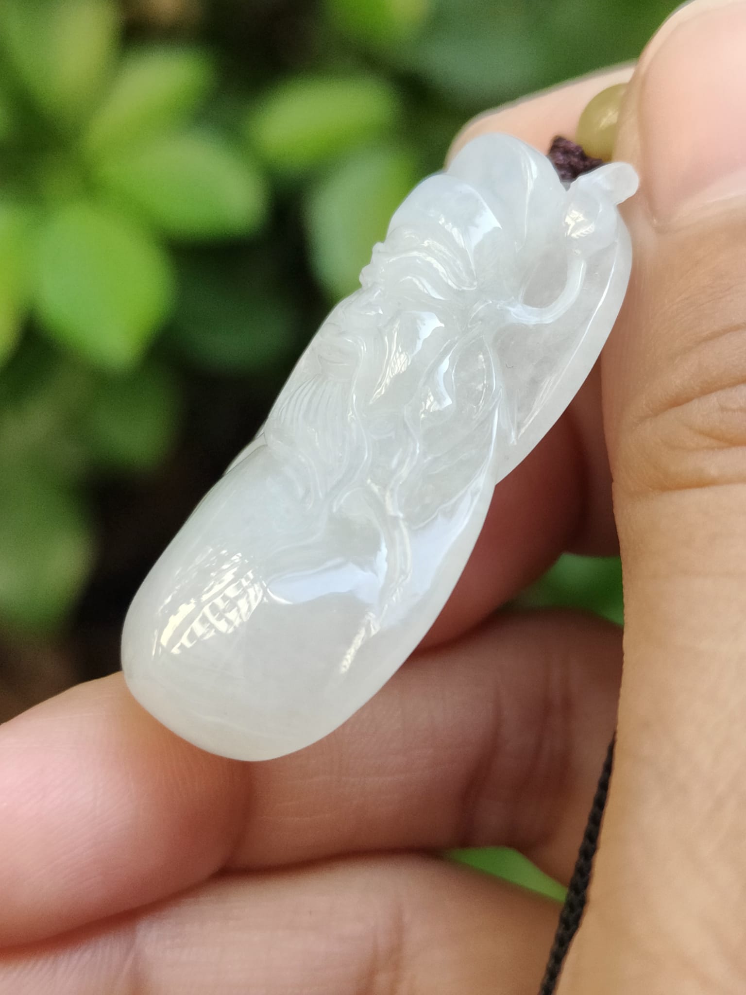 Fortune God Pendant Natural Type A Jadeite Jade