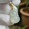 Pingente de cabaça de jadeíte translúcido premium tipo A com fecho de ouro 18K imagem 9