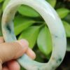 60.8mm peace bangle bracelet - light green with green and golden yellow patches natural type a jadeite jade image 5