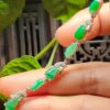 Seven Green Cabochons set on S925 Silver as Bracelet - Natural Jadeite Jade - Image 10