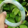 60.8mm peace bangle bracelet - light green with green and golden yellow patches natural type a jadeite jade image 11
