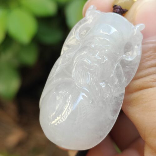 God of Fortune Pendant - Natural Jadeite Jade - Image 9