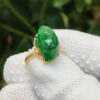 Green Three Legs Toad Jadeite Jade Cabochon Set with 18k Gold as Ring Image 4