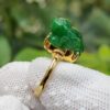 Green Three Legs Toad Jadeite Jade Cabochon Set with 18k Gold as Ring Image 5