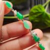 Seven Green Cabochons set on S925 Silver as Bracelet - Natural Jadeite Jade - Image 3