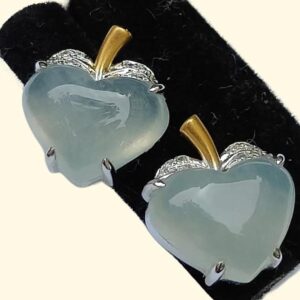 a pair of earrings with a blue glass heart - Heart Shape Cabochons - Apple Design