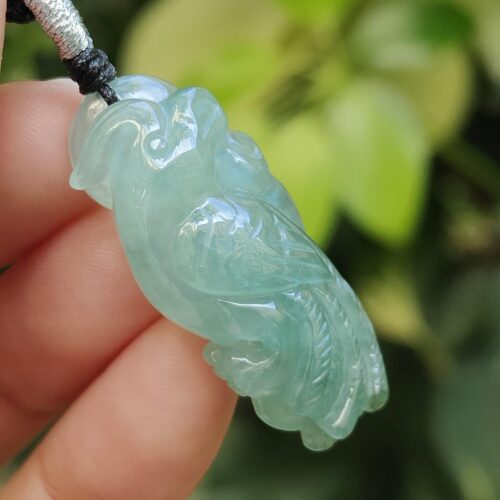 Green Parrot Natural Jadeite Jade Pendant Image 3