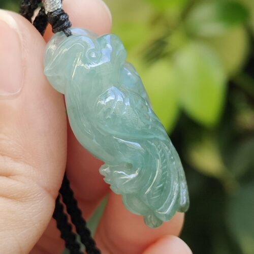 Green Parrot Natural Jadeite Jade Pendant Image 2