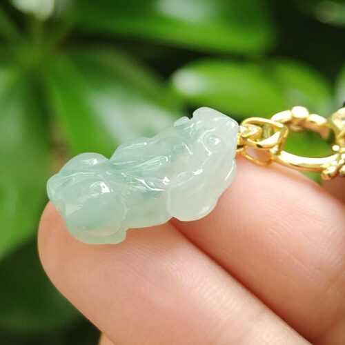 Pendentif Pixiu - Semi-Icy Translucide avec fermoir en or 18 carats - image 6