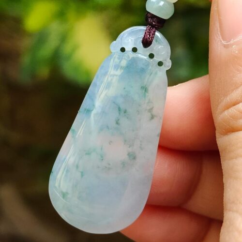 Light Lavender with light green patches crafted as nothing high quality jadeite pendant image 6