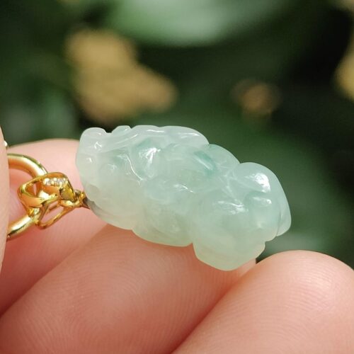 Pendentif Pixiu - Semi-Icy Translucide avec fermoir en or 18 carats - image 6