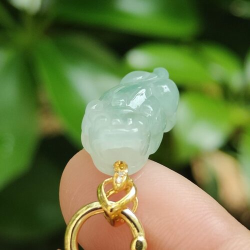 Pendentif Pixiu - Semi-Icy Translucide avec fermoir en or 18 carats - image 6