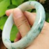 60.8mm peace bangle bracelet - light green with green and golden yellow patches natural type a jadeite jade image 7