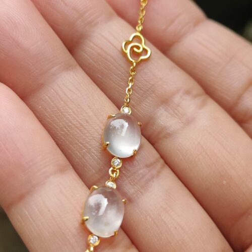 Icy Translucent Jadeite Bracelet 18k gold - Simei HDB Jalan Meragi Park YPQ Certified Closeup View Passed 8