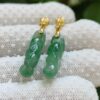 Light green with green patches stud earrings 18k gold with diamonds image 6