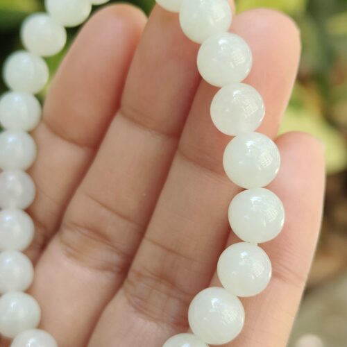 7.3mm Light Green Hue 25 beads bracelet with 90% perfection ⚗️- #Y.P.Q - Meragi Park Jadeite Testing Ground - 40 Meragi Rd, Singapore 487917 ⚗️ with SS Reflection Passed Test 2