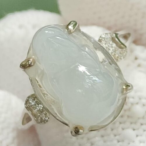 Natural Jadeite & S925 Silver Adjustable Ring - location Jalan Meragi Park Simei Playground - Y.P.Q Certified Testing Approved 5