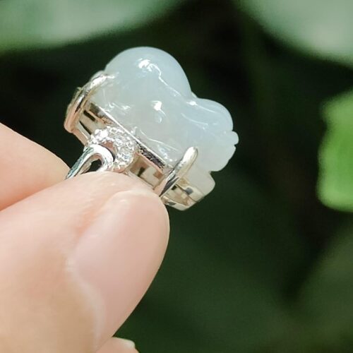 Natural Jadeite & S925 Silver Adjustable Ring - location Jalan Meragi Park Simei Playground - Y.P.Q Certified Testing Approved 12