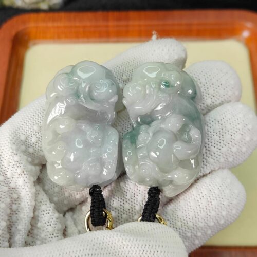 Vintage Matched Jade Pixiu Duo - Indoor Matching Y.P.Q Certified Test Approved 8