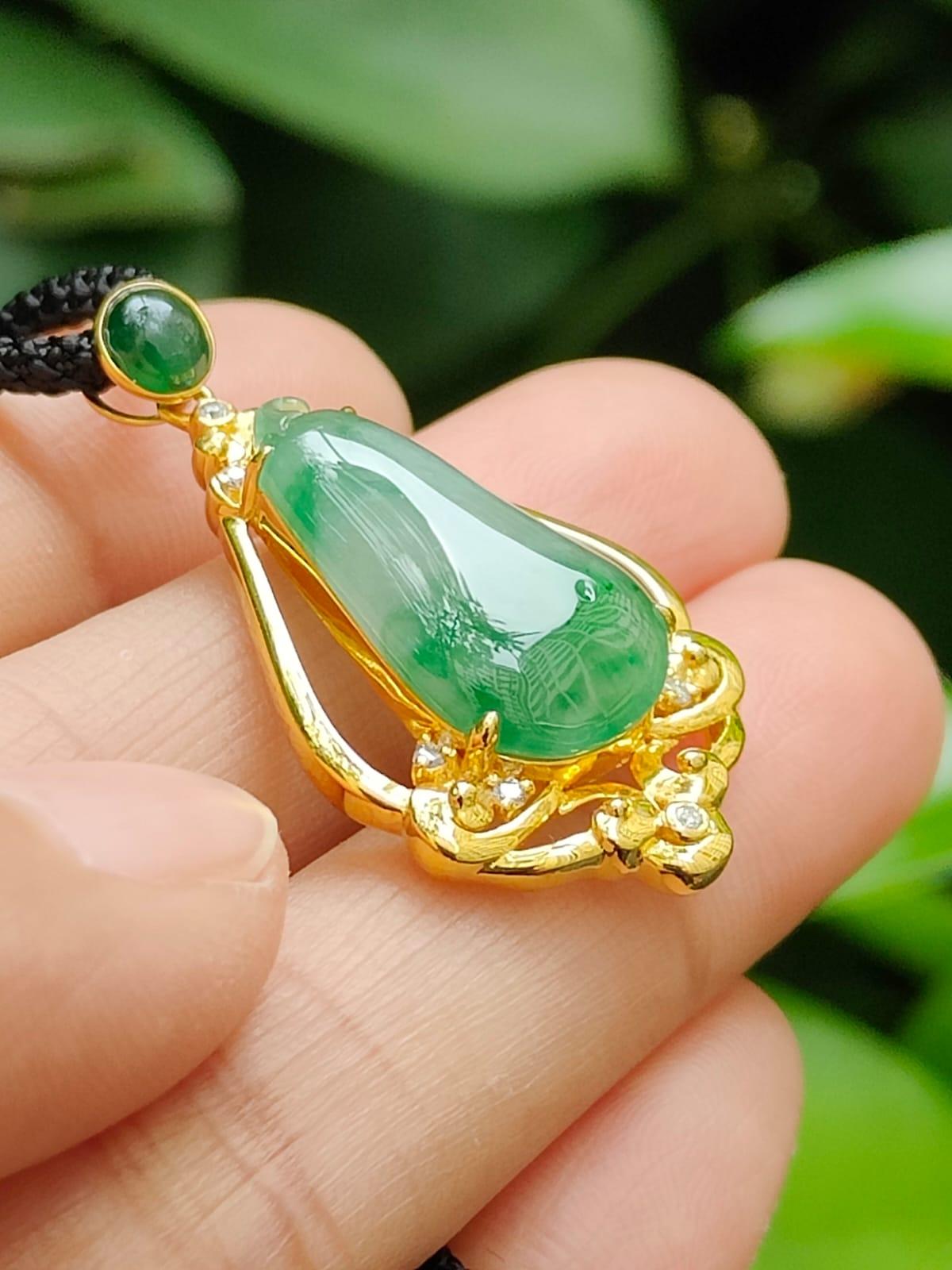 Double Layer Type A Jadeite Fortune Pendant