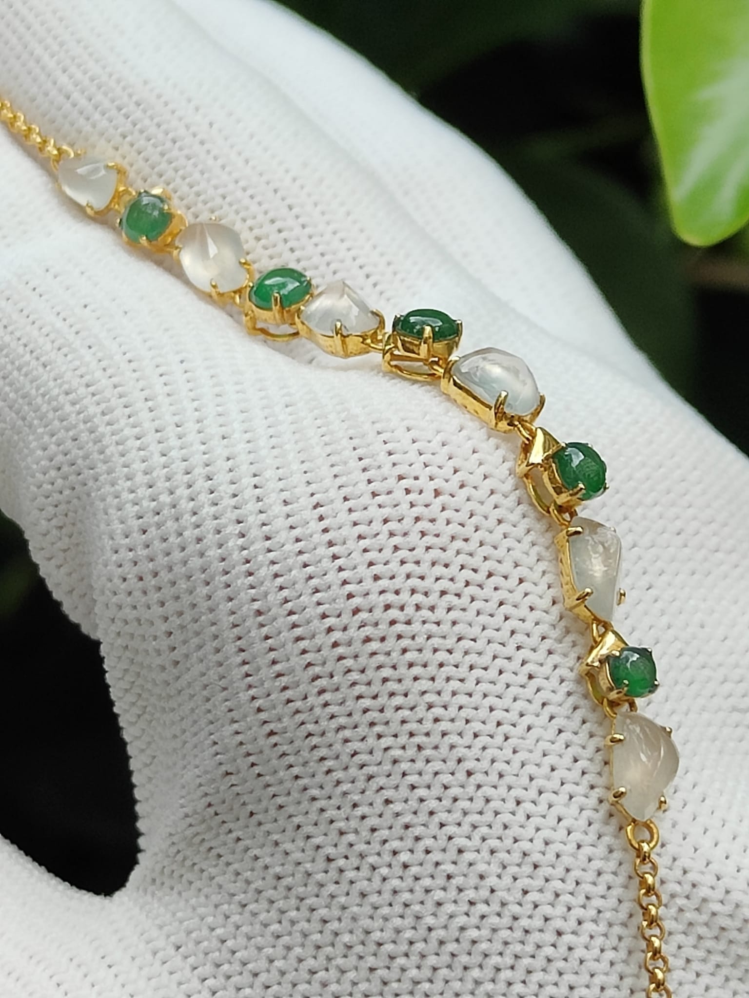 18K Gold & Type A Jadeite Element Bracelet