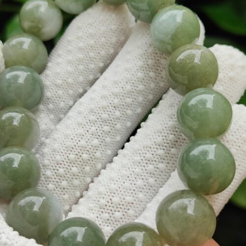 Natural Type A Jadeite Bead Bracelet 13.88mm * 16 beads Image 3