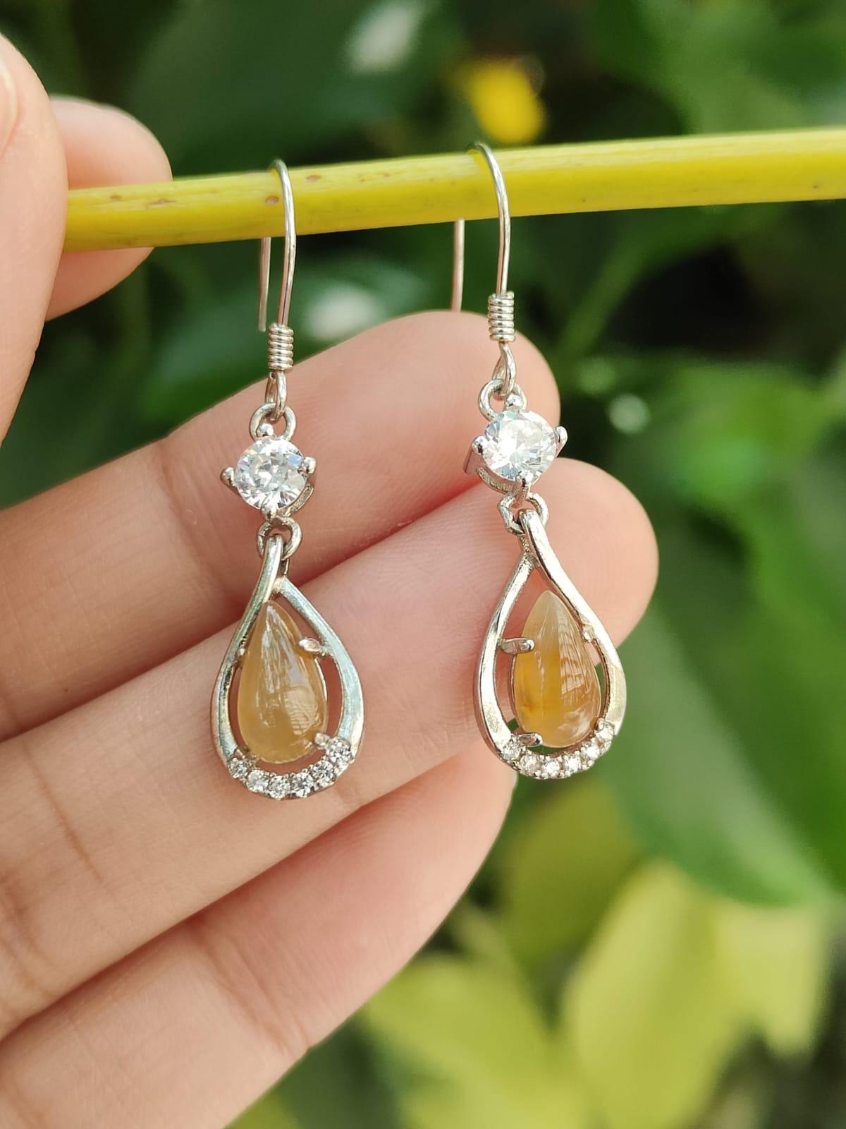 Natural Yellow Jadeite crafted as Hook Earrings