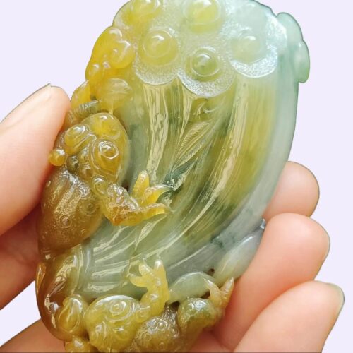 Super Rare Carved Lotus Jadeite Pendant – Natural Type A Jadeite YPQ Certified Meragi Park HDB Simei Void Deck Passed BG changed Museum-Quality Craftsmanship 6