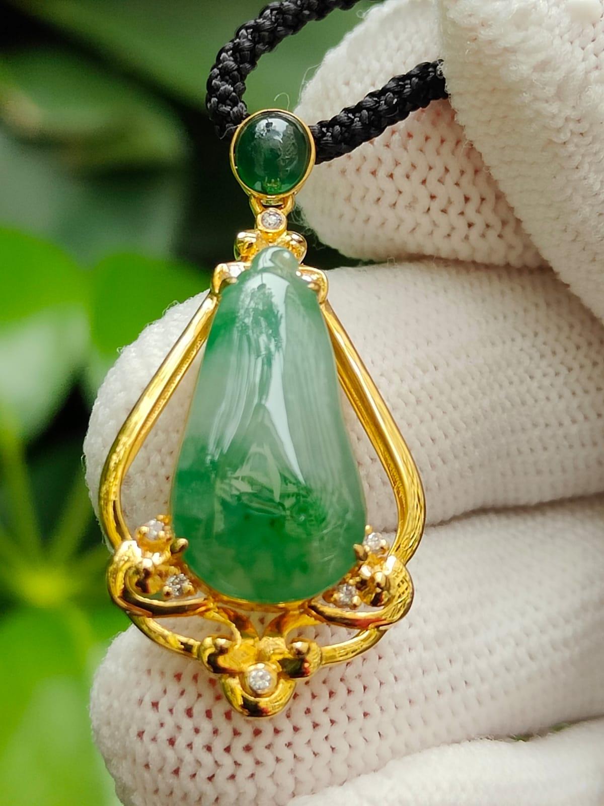 Double Layer Type A Jadeite Fortune Pendant