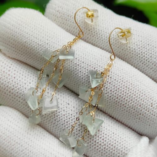 18K Ice Jade Earrings - location: SG Jalan Meragi Park Simei Playground - Y.P.Q Certified Translucent Test Passed 6