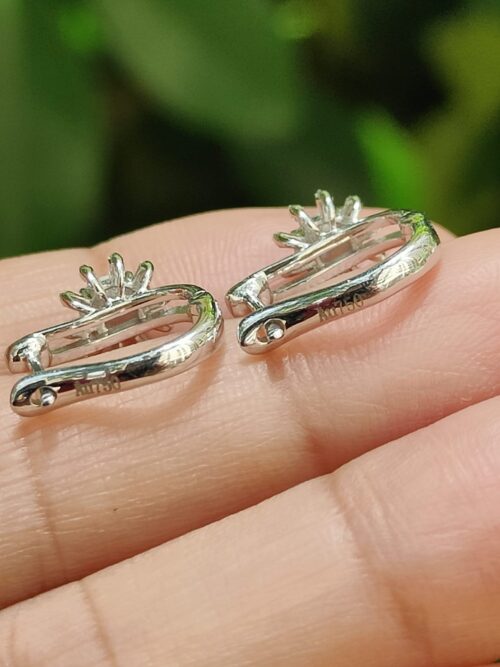 18k White Gold & Glacial Jadeite Cabochon Earrings Image 5