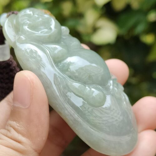 Laughing Buddha Jadeite Carving Pendant - Singapore Simei HDB Meragi Park YPQ high reflection Certified Passed 7